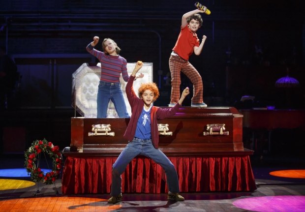 Alessandra Baldacchino as Small Alison, Pierson Salvador as Christian, and Lennon Nate Hammond as John in Fun Home, which will reopen the Curran.