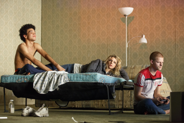 Justice Smith, Ari Graynor, and Lucas Hedges star in Anna Jordan&#39;s Yen, directed by Trip Cullman for MCC at the Lucille Lortel Theatre.