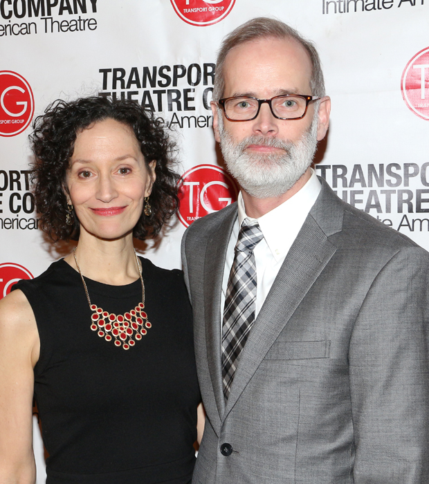 Transport Group Artistic Director Jack Cummings III takes a photo with his wife, actress Barbara Walsh.