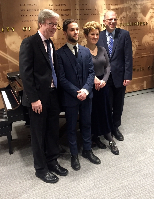 Patrick Cook, Daniel Zaitchik, Lisa Kron, and Seth Saltzman at the 2017 Kleban Prize For Musical Theatre ceremony.