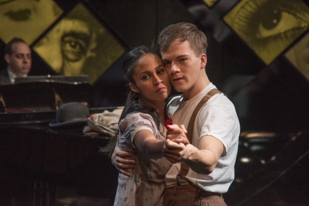 Carla Martinez and Jake Murphy in Brecht on Brecht, directed by Jim Petrosa, at New Rep Theatre.
