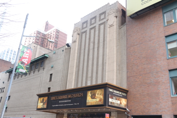 The Mark Hellinger Theatre is now the home of the Times Square Church.