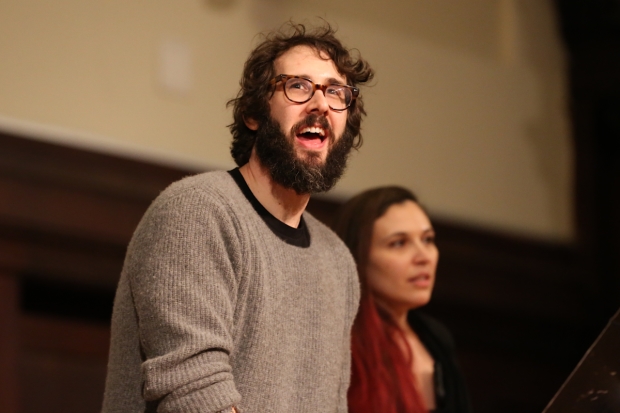 Josh Groban and Katrina Yaukey lead fans in a cast recording session for The Great Comet.