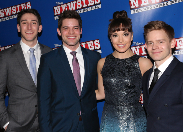 Ben Fankhauser, Jeremy Jordan, Kara Lindsay, and Andrew Keenan-Bolger star in the new film Newsies: The Broadway Musical.