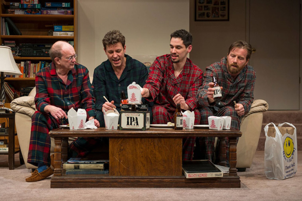 Alan Wilder, Madison Dirks, Ryan Hallahan, and Brian Slaten in Straight White Men, written and directed by Young Jean Lee, at Steppenwolf Theatre. 