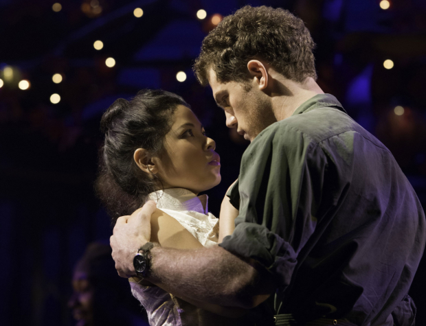 Eva Noblezada and Alistair Brammer as Kim and Chris in the West End revival of Miss Saigon. 