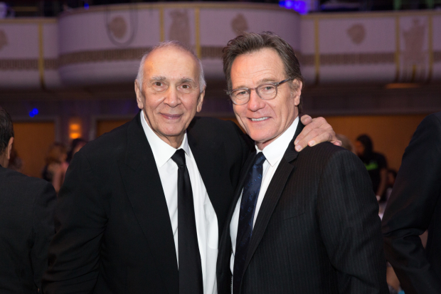 Bryan Cranston (right) awarded Frank Langella (left) the Jason Robards Award for Excellence in Theatreat at Roudabout Theatre&#39;s Spring Gala.