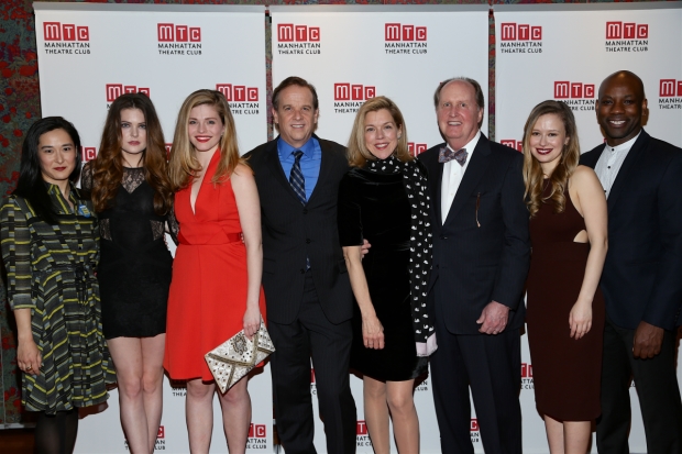 The cast of Linda celebrates opening night at new York City Center.