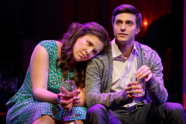 Lindsay Mendez as Laura and Gideon Glick as Jordan in the Broadway production of Joshua Harmon&#39;s Significant Other, directed by Trip Cullman.
