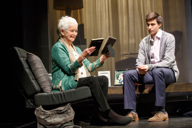 Barbara Barrie as Helene and Gideon Glick as Jordan in Significant Other at the Booth Theatre.