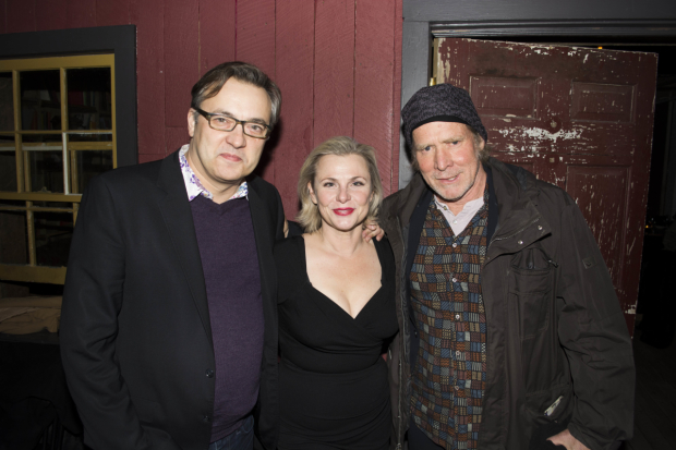Dmitry Lipkin, Will Patton, and Angelica Page celebrate opening night.