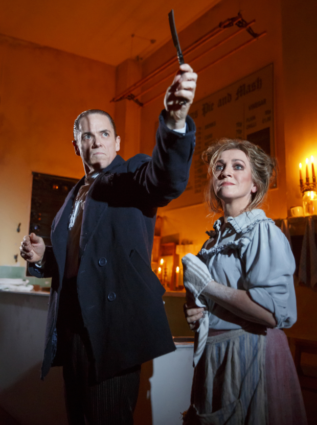 Jeremy Secomb and Siobhán McCarthy star in Stephen Sondheim and Hugh Wheeler&#39;s Sweeney Todd: The Demon Barber of Fleet Street, directed by Bill Buckhurst, for Tooting Arts Club at the Barrow Street Theatre.