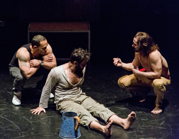 Javier Molina, Gabriel Furman, and Michael Billingsley in The Last Days of Judas Iscariot, directed by Estelle Parsons.