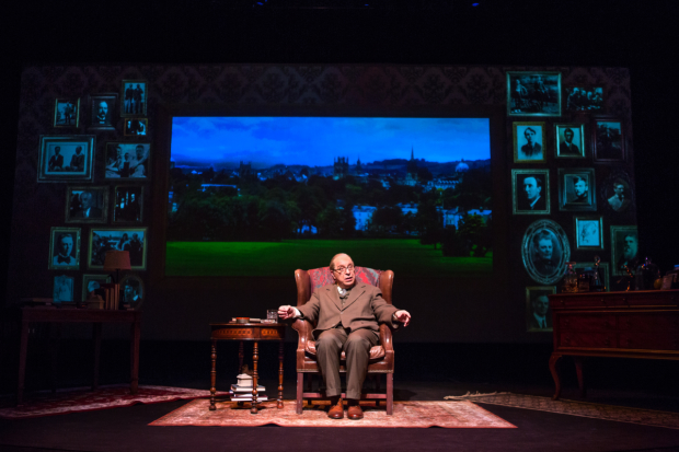 Max McLean in Fellowship for Performing Arts&#39;  C.S. Lewis Onstage: The Most Reluctant Convert, codirected by McLean and Ken Denison, at the Acorn Theatre at Theatre Row.