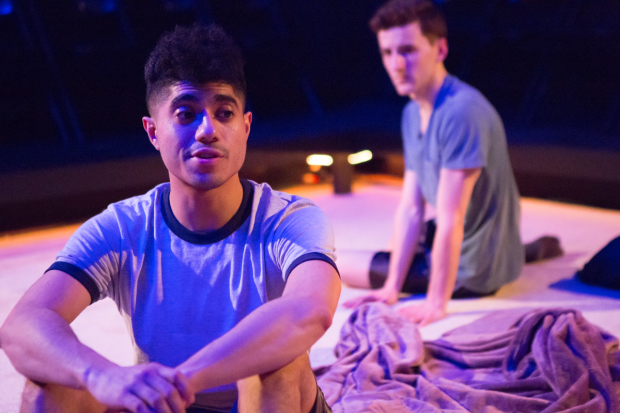 Fernando Gonzalez and Will Sarratt star in Noah Mease&#39;s Omega Kids, directed by Jay Stull, for New Light Theater Project at the Access Theater.
