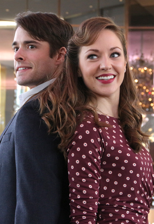 Corey Cott and Laura Osnes rehearse the new Broadway musical Bandstand.
