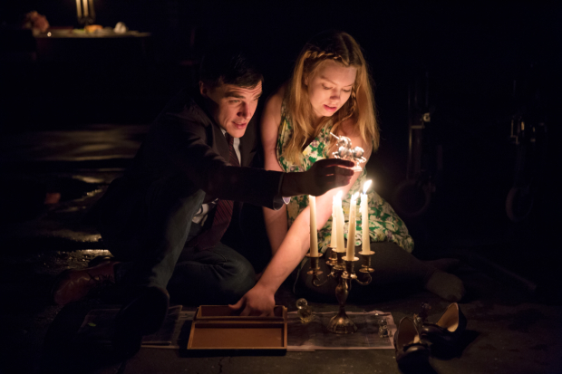 Finn Wittrock plays Jim, and Madison Ferris plays Laura in Tennessee Williams&#39; The Glass Menagerie, directed by Sam Gold, at the Belasco Theatre.