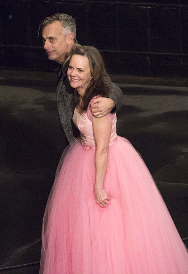 Joe Mantello and Sally Field share the opening-night curtain call of The Glass Menagerie at the Belasco Theatre.