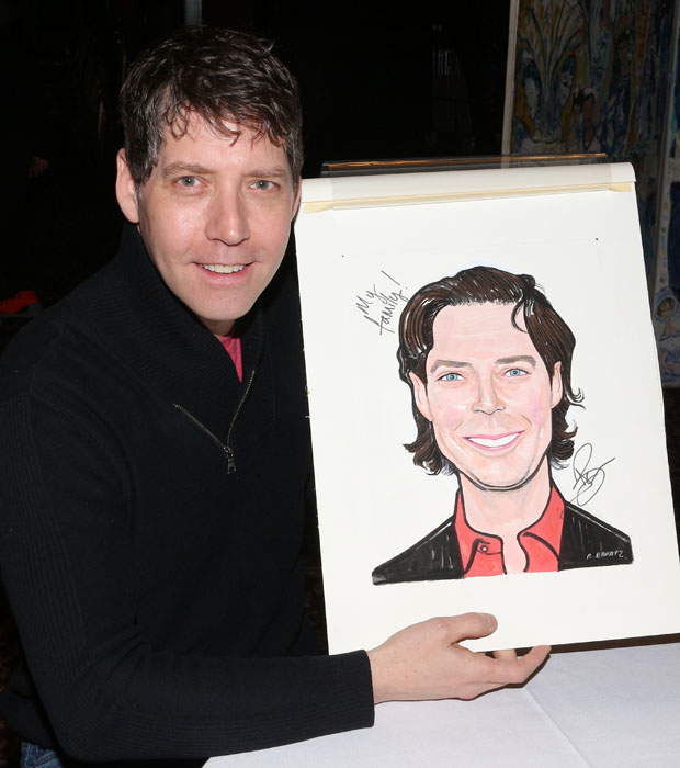 James Barbour shows off his brand-new Sardi&#39;s caricature.