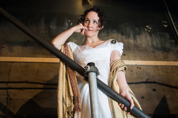 Kate Hamill as Becky Sharp in her stage adaptation of Vanity Fair.