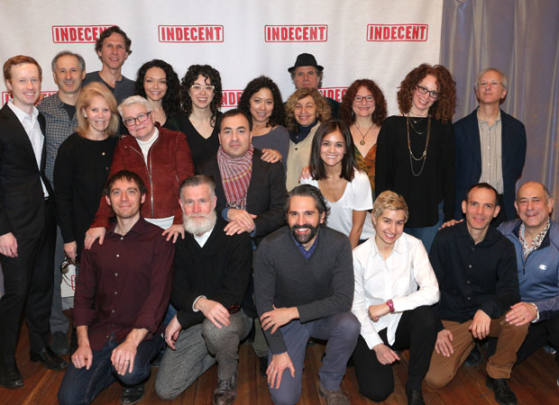 Producers Cody Lassen and Daryl Roth (left) join the Indecent family for a photo.
