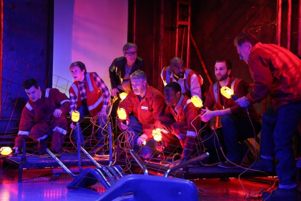 The cast of Spill reenacts the 2010 Deepwater Horizon blowout in an Ensemble Studio Theatre production written and directed by Leigh Fondakowski. 
