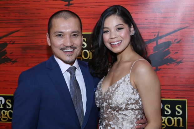 Jon Jon Briones and Eva Noblezada at opening night of Miss Saigon, directed by Laurence Connor, at the Broadway Theatre.
