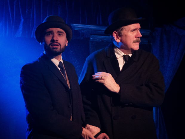 Priyank Thakkar and Robert Koon in a scene from WildClaw Theatre&#39;s production of The Woman in Black at the Den Theatre