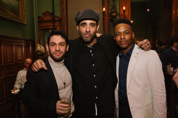 Tommy Bracco, Bobby Cannavale, and Jamar Williams celebrate opening night of The Hairy Ape, directed by Richard Jones, at Park Avenue Armory.