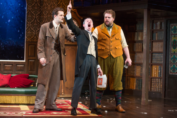 Henry Shields, Jonathan Sayer, and Henry Lewis appear in The Play That Goes Wrong, a comedy they wrote together.