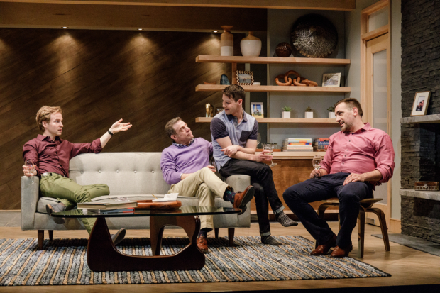 Ryan Spahn, Lou Liberatore, Leland Wheeler, and Matthew Montelongo sit around a Noguchi table and sip white wine in Daniel&#39;s Husband.