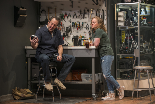 Ian Barford (Wheeler) and Caroline Neff (Anita) in the world premiere of Linda Vista, written by Tracy Letts and directed by Dexter Bullard, at Steppenwolf Theatre.