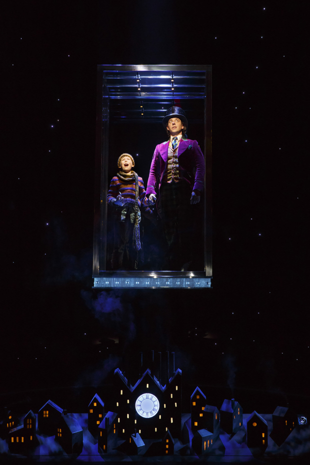Jake Ryan Flynn and Christian Borle take a ride on the great glass elevator.