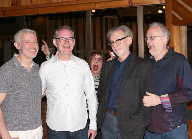 Patti LuPone happily photobombs the War Paint creative team.