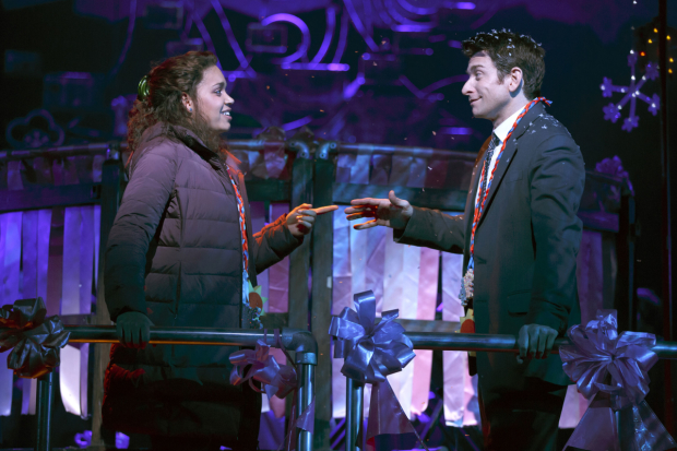 Barrett Doss and Andy Karl costar in Groundhog Day at Broadway&#39;s August Wilson Theatre.