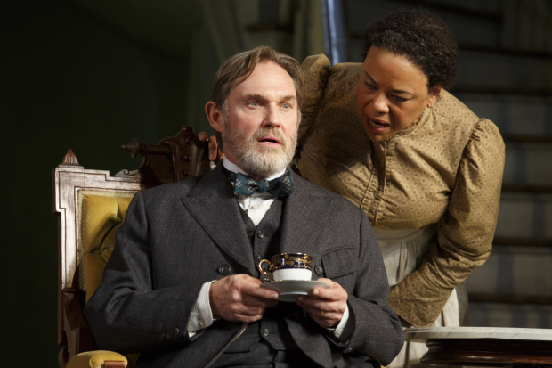 Richard Thomas plays Horace, and Caroline Stefanie Clay plays Addie in The Little Foxes at Broadway&#39;s Samuel J. Friedman Theatre.