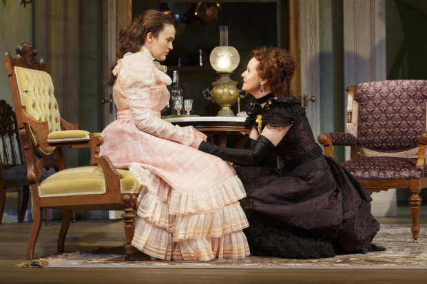 Francesca Carpanini plays Alexandra, and Cynthia Nixon plays Regina in The Little Foxes on Broadway.