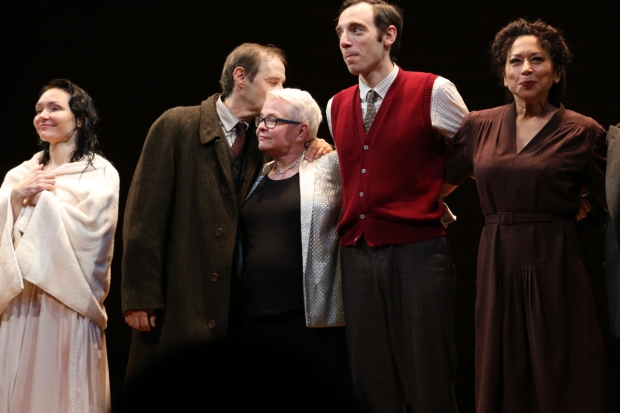 Paula Vogel&#39;s (center) Indecent, directed by Rebecca Taichman, plays at Broadway&#39;s Cort Theatre.