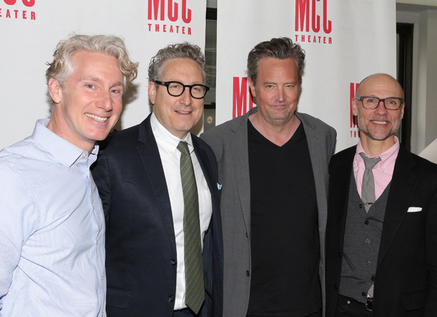 Matthew Perry poses with MCC heads Blake West, Bernie Telsey, and Will Cantler.