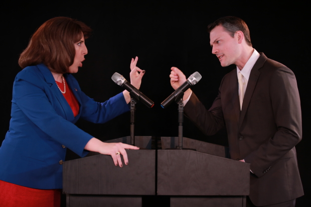Rachel Tuggle Whorton and Daryl Embry star in Maria Guadalupe and Joe Salvatore&#39;s Her Opponent, directed by Salvatore, at the Jerry Orbach Theater.