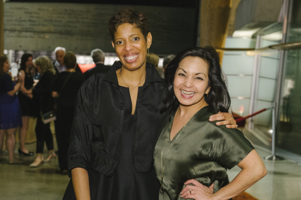 Playwright Lyrida R. Diamond and director Seema Sueko celebrate opening night of Smart People at Arena Stage.
