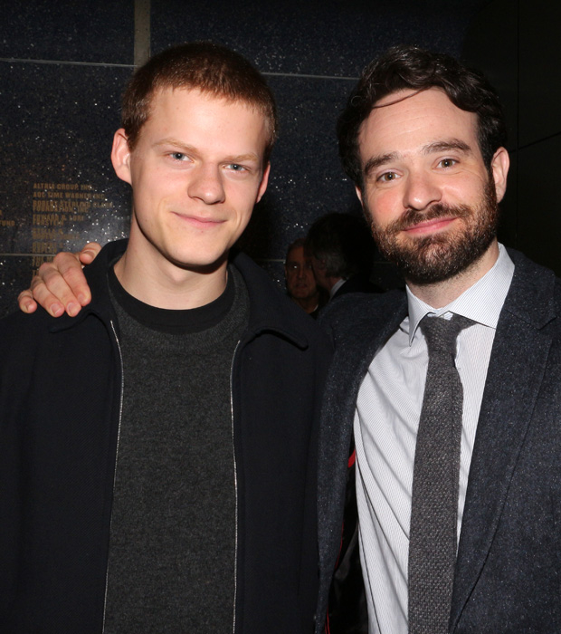 Lucas Hedges and Charlie Cox celebrate their Lucille Lortel Award nominations.