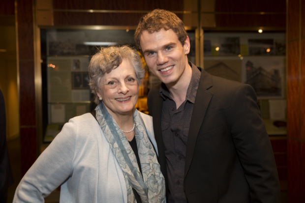 Dana Ivey grabs a photo with Jay Armstrong Johnson after the show.