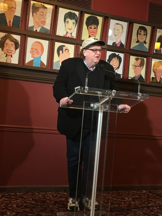 Michael Moore makes his Broadway announcement at Sardi&#39;s Restaurant.