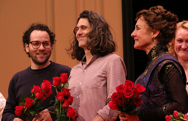 Sam Gold and Lucas Hnath join fellow Tony nominee Laurie Metcalf on stage.