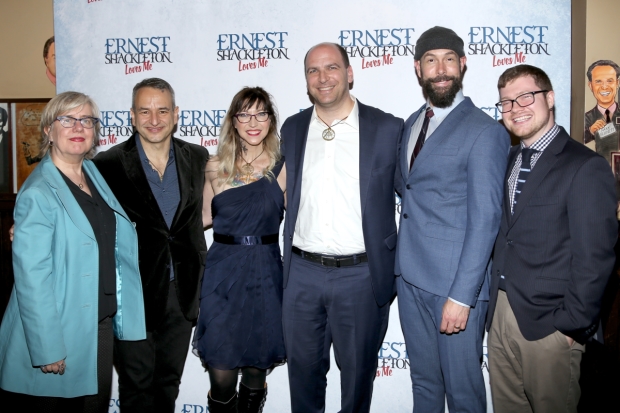 The company of Ernest Shackleton Loves Me on opening night at the Tony Kiser Theater.