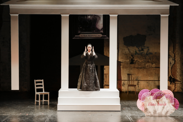 Eunice Wong plays Lavinia in Target Margin Theater&#39;s production of Eugene O&#39;Neill&#39;s Mourning Becomes Electra, directed by David Herskovits, at Abrons Art Center.