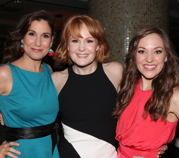 Stephanie J. Block, Kate Baldwin, and Laura Osnes pose for a photo at the Drama Desk Awards meet the nominees press event.