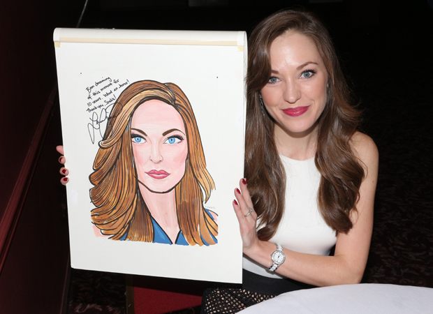 Laura Osnes poses with her Sardi&#39;s caricature.