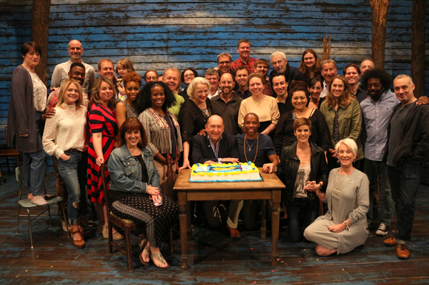 The company of Come From Away celebrated 300 performances worldwide at Broadway&#39;s Schoenfeld Theatre.